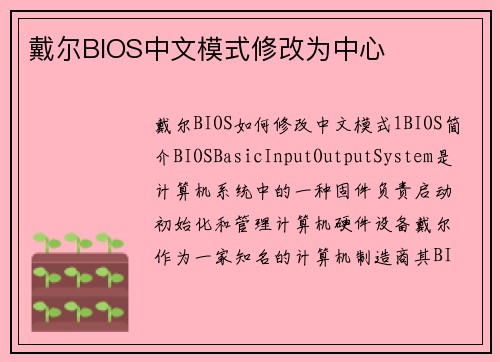 戴尔BIOS中文模式修改为中心